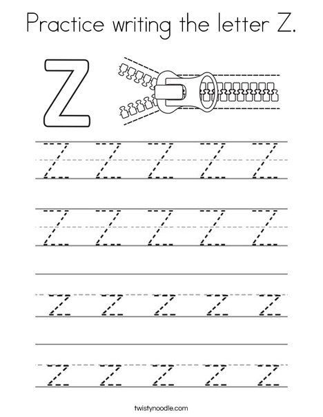 Practice writing the letter Z Coloring Page - Twisty Noodle Letter Zz Worksheet, Letter Z Tracing Worksheet, Z Worksheet, Letter Z Crafts, English Kindergarten, Preschool Alphabet Book, Capital Letters Worksheet, Letter Writing Practice, Alphabet Letter Activities