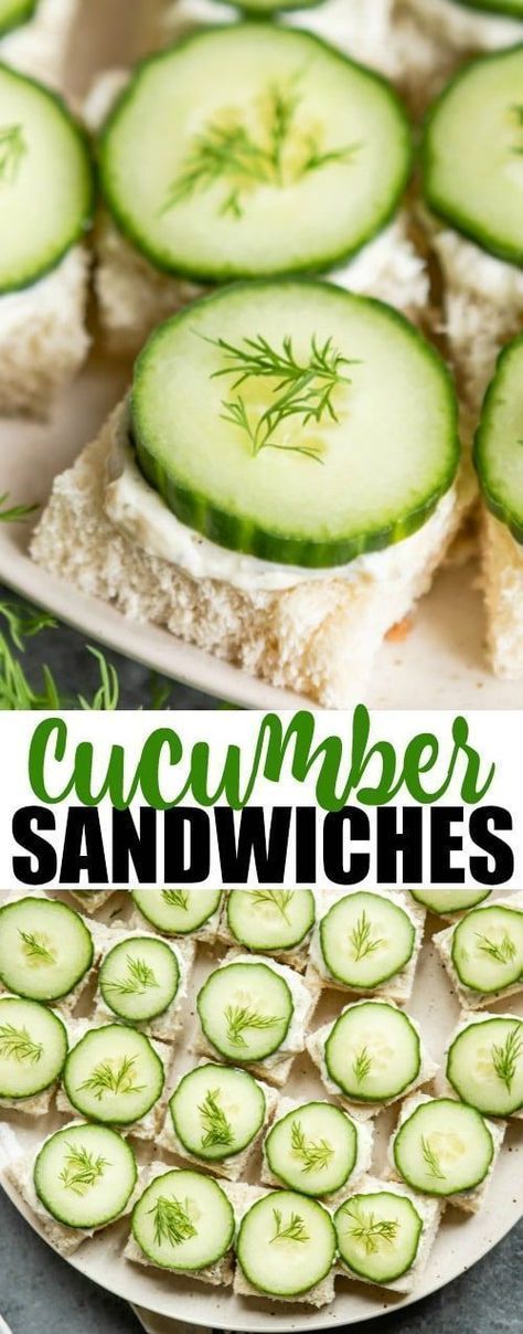 Not just for English tea parties anymore, these easy Cucumber Sandwiches are sure to be the star of your next upcoming party, whatever it is! A delicious, elegant finger food that is sure to please everyone, all parts to these cucumber sandwiches can be prepped ahead of time. And assembly takes just a few minutes! #cucumbersandwiches #healthy Easy Cucumber Sandwiches, Easy Cold Finger Foods, Cucumber Sandwiches Recipes, Cold Appetizers Easy, Party Bread, Cold Finger Foods, Cucumber Tea Sandwiches, Finger Foods Easy, Party Appetizers Easy