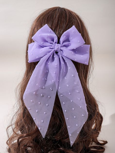 Purple Casual   Mesh Plain French Clip Embellished   Women Accessories Purple Hair Bows, Knot Decor, Black Hair Bows, Diy Hair Accessories Ribbon, Hair Tie Accessories, French Clip, Bow Hairstyle, Purple Bows, French Hair