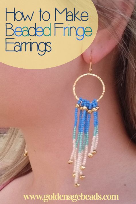 Fringe Earrings Diy, Big Gold Hoop Earrings, Jewelry Homemade, Alaska Photography, Fringe Jewelry, Diy Seed Bead Earrings, Fringe Earring, Beaded Fringe Earrings, Earrings Ideas