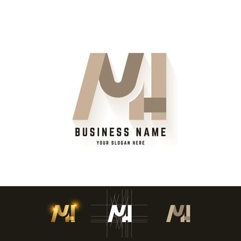 Letter MH or NH monogram logo with grid method design Mh Logo Design Ideas, Mh Monogram Logo, Interior Decor Logo, Hm Logo, Stylish Logo, Monogram Logo, Business Names, Vector Art, Vector Free