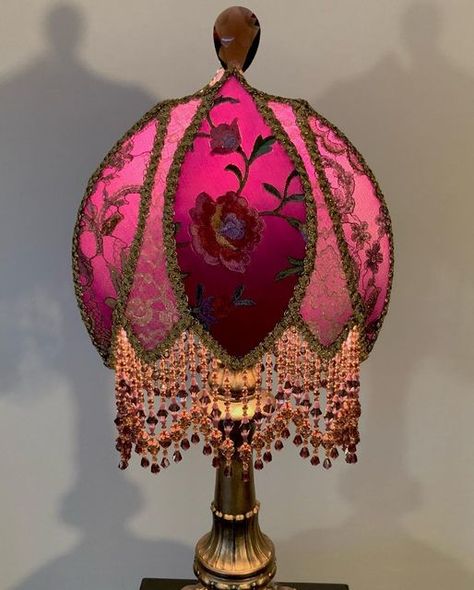 Purple Lamp Shade, Fringe French, Vintage Lampshades, Piano Shawl, Custom Lamp Shades, French Couture, Lampshade Makeover, Victorian Lamps, Silk Lampshade