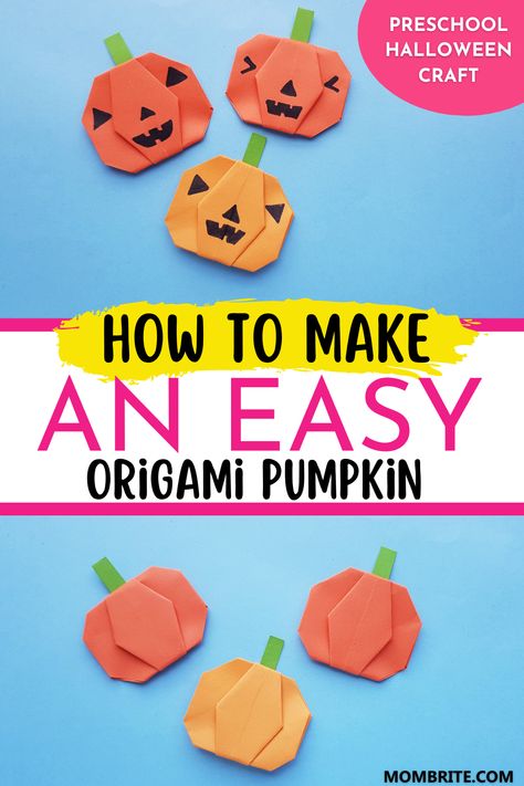 Get your craft-loving tots excited for Fall and Halloween with this simple yet delightful Origami Pumpkin Craft! Perfect for preschoolers, this easy fall craft activity guide will walk you through all the steps to create your very own origami pumpkin. Embrace the vibrant colors of fall and develop your child's finesse and creativity this season. Halloween Origami Easy Step By Step, Pumpkin Origami For Kids, Origami Pumpkin For Kids, Halloween Crafts For School Age Kids, Paper Pumpkin Craft For Kids, Origami Pumpkin Tutorial, Fall Origami For Kids, Halloween Origami Step By Step, Fall Origami