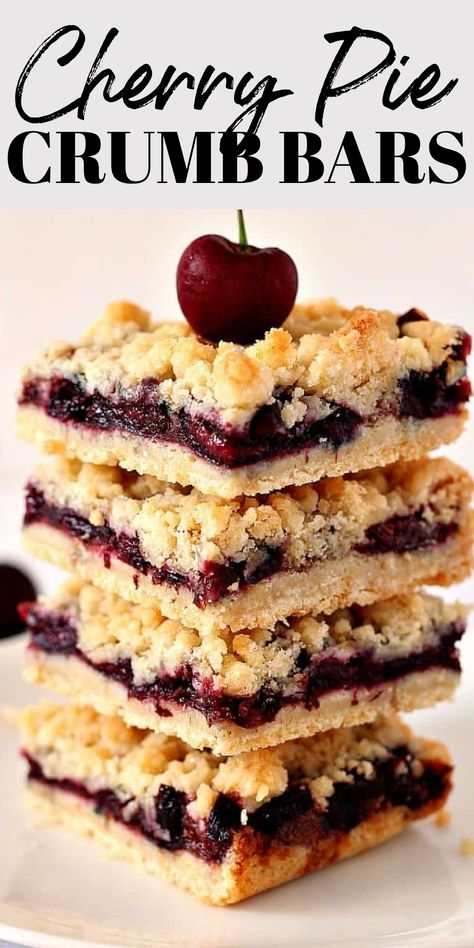 Stack of Cherry Pie Crumb Bars slices on a plate. Cherry Crumb Bars, Cherry Walnut Bars, Recipes With Cherry Jam, Dried Tart Cherry Recipes, Cherry Pie Cookie Bars, Cherry Squares Recipe, Cherry Pie Crumb Bars, Cherry Coconut Bars, Cherry Crumble Bars