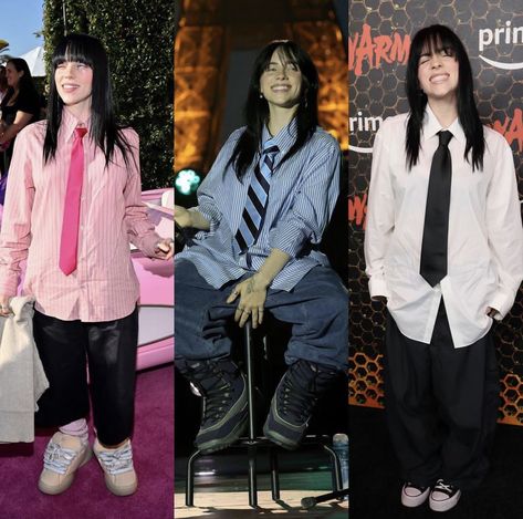 Billie Eilish Concert Outfit, Billie Eilish Fashion, Trans Masc, Oscars 2023, Billie Eilish Outfits, Blonde Pink, Santa Outfit, Blonde With Pink, Wearing All Black