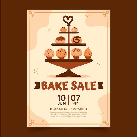 Bake Sale Poster, Bake Sale Flyer, Sale Flyer, Vector Hand, Bake Sale, Flat Design, Graphic Resources, How To Draw Hands, Baking