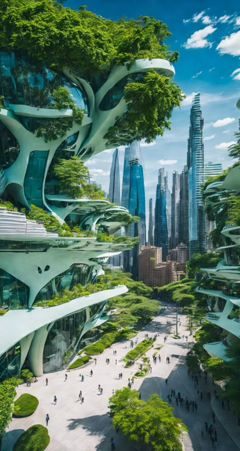 Solarpunk Tech, Circular Facade Design, Futuristic Town, City Aesthetic Futuristic, Utopian Aesthetic, Futuristic People, Utopia Architecture, Utopian Architecture, Japan Futuristic City