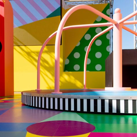 Yinka Ilori covers adult playground in Pinterest's most pinned colours at Cannes Lions Playground Installation, Yinka Ilori, Playgrounds Architecture, Dulwich Picture Gallery, Underwater Restaurant, Adult Playground, Paradise City, Star Wars Set, Cannes Lions