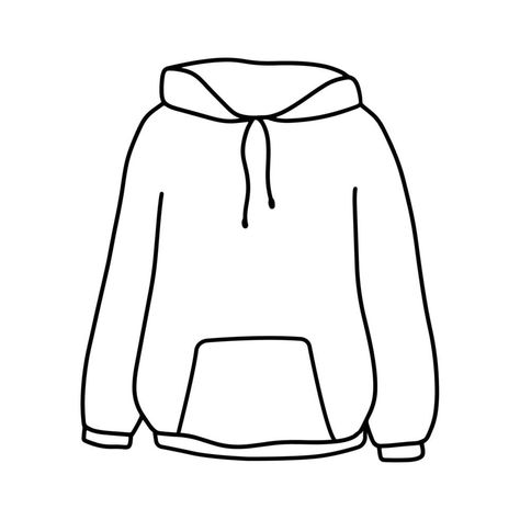 Simple Hoodie Drawing, Oversized Shirt Drawing, Cartoon Hoodie Drawing, Hoodie Art Drawing, How To Draw A Hoodie, Hoodie Drawings, Sweater Sketch, Hoodie Doodle, Sweater Doodle