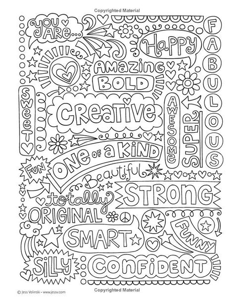 Jess Volinski, Notebook Doodles, Quote Coloring Pages, Adult Colouring Pages, Go Girl, Printable Adult Coloring Pages, Coloring Activity, Adult Coloring Book Pages, Color Quotes