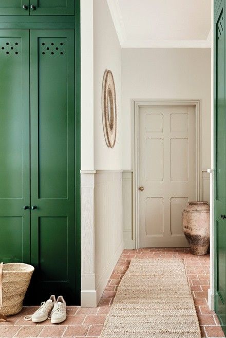 Dark Brunswick Green, Brunswick Green, Interior Paint Finishes, Farmhouse Mantle Decor, British Paints, Hallway Colours, Stone Paint, Paint Collection, Greige Paint Colors