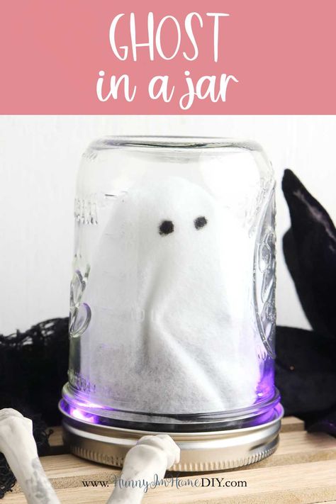 Cute Ghost in a Jar Craft for Halloween Spooky Farmhouse, Ghost In A Jar, Craft For Halloween, Cheap Craft Supplies, Diy Ghost, Decorate For Halloween, Halloween Jars, Ghost Crafts, Holiday Diy Projects