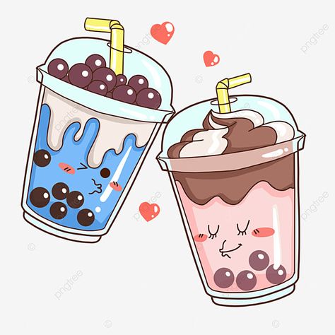 Milk Tea Png, Milk Tea Cartoon, Tea Couple, Cartoon Cute Couple, Bubble Tea Cute, Expression Cartoon, Tea Png, Couple Mignon, Bullet Designs