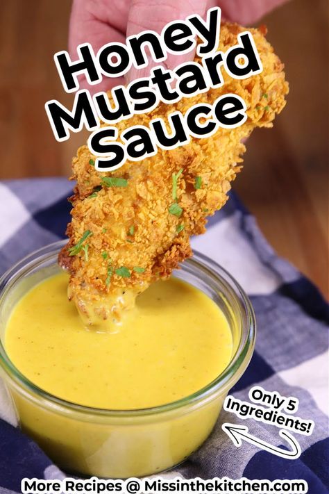 Honey Mustard Sauce is quick and easy to mix together with just a few pantry ingredients. It is the best balance of sweet and tangy and it's a favorite to have on hand for all of your dipping needs. Mustard Sauce For Chicken, Honey Mustard Sauce Recipe, Honey Mustard Dip, Top Dinner Recipes, Easy Dipping Sauce, Honey Mustard Recipes, Fried Chicken Strips, Mustard Dip, Jalapeno Dip