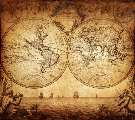 A map of the world from 1733. Different cultures have had different meanings for the 'Seven Seas.' Seven Seas, Map Of The World, Different Cultures, Old Map, Uncharted, The Seven, World Map, Vintage World Maps, Map