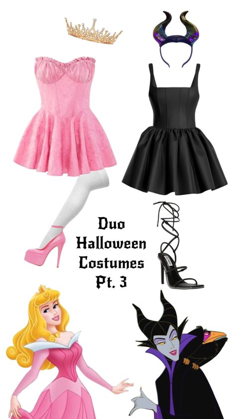 Maleficent Aroura Costume, Maleficent And Aurora Costume Duo, Malifacent And Arora, Matching Disney Costumes Bff, Aura And Maleficent Costume, Maleficent Costume Aesthetic, Sleeping Beauty Maleficent Costume, Malificiant And Aroura Costume, Modern Day Aurora Outfit