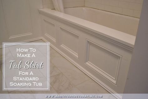 DIY Tub Skirt (Decorative Side Panel) For A Standard Apron-Side Soaking Tub Diy Tub Skirt, Tub Skirt, Diy Tub, Bad Inspiration, Tub Surround, Diy Bathroom Remodel, Bathroom Redo, Tile Flooring, Diy Remodel