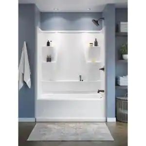 Bathroom Surround Ideas Bathtubs, Bathtub Inserts Tub Surround, Small Bath Tub Shower Combo, Acrylic Tub Surround Ideas, One Piece Tub Shower Combo, Fiberglass Tub Shower Combo, Shower Tub Insert, Tub Surround Ideas Cheap, Bathtub Shower Combo Remodel