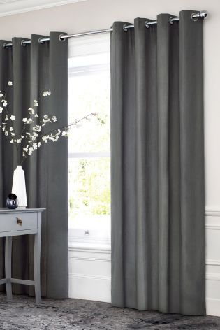 Buy Cotton Blackout Eyelet Curtains from the Next UK online shop The Curtains, Eyelet Curtains, Grey Curtains, Curtains Living, Black Curtains, Custom Drapes, Thermal Curtains, Lined Curtains, White Curtains