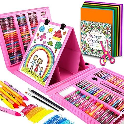 Art Supplies for Kids, Art Set, Art Kit, Drawing Kits, Art and Crafts with Origami Paper, Scissors, Coloring Book, Crayons, Markers, Kindergarten Homeschool Supplies Christmas Birthday Gift (Pink) Kids Art Set, Art Supplies For Kids, Drawing Kits, Pink Drawing, Art Sets For Kids, Homeschool Supplies, Cute Stationary School Supplies, Kids School Supplies, Family Fun Day