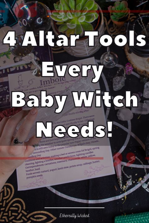 4 Altar Tools Every Baby Witch Needs! Simple Wiccan Altar, Witchcraft Alter Diy, Witchcraft For Beginners Altars, Witches Altar Ideas Bedroom, Witch Alter Set Up Ideas, Beginner Witch Altar Setup, Diy Witch Altar Ideas, Making An Altar At Home, How To Make An Altar Witch