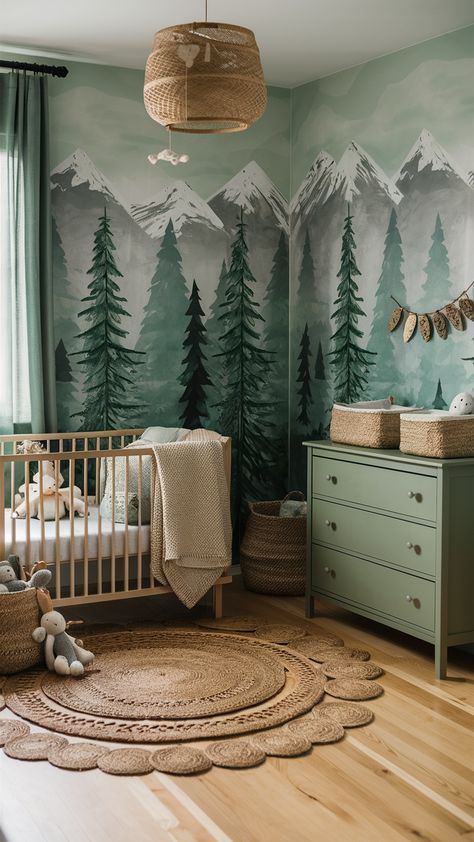 1TU-oEaWQJKa1UIu7FJNaQ.webp 720 × 1 280 pixels Forest Green Nursery Boy, Mountain Baby Room, Diy Nursery Mural, Adventure Nursery Boy, Boys Woodland Bedroom, Unique Nursery Ideas, Forest Baby Rooms, Forest Themed Nursery, Forest Baby Nursery