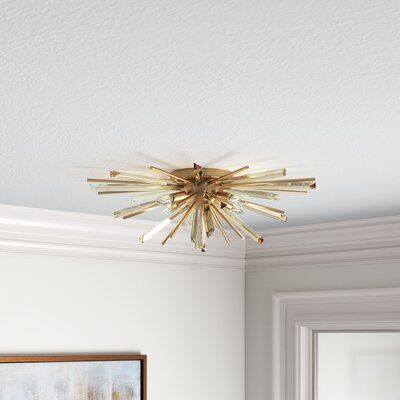 Starburst Light, Brass Ceiling Light, Unique Light Fixtures, Low Ceilings, Starburst Design, Hallway Lighting, Light Fixtures Flush Mount, Candelabra Bulbs, Low Ceiling