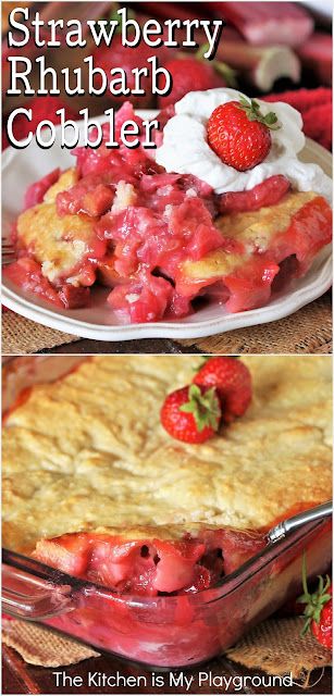 Cooked Fruit, Rhubarb Desserts Recipes, Strawberry Rhubarb Recipes, Strawberry Rhubarb Cobbler, Rhubarb Cobbler, Rhubarb Strawberry, Strawberry Cobbler, Rhubarb Desserts, Berry Recipes