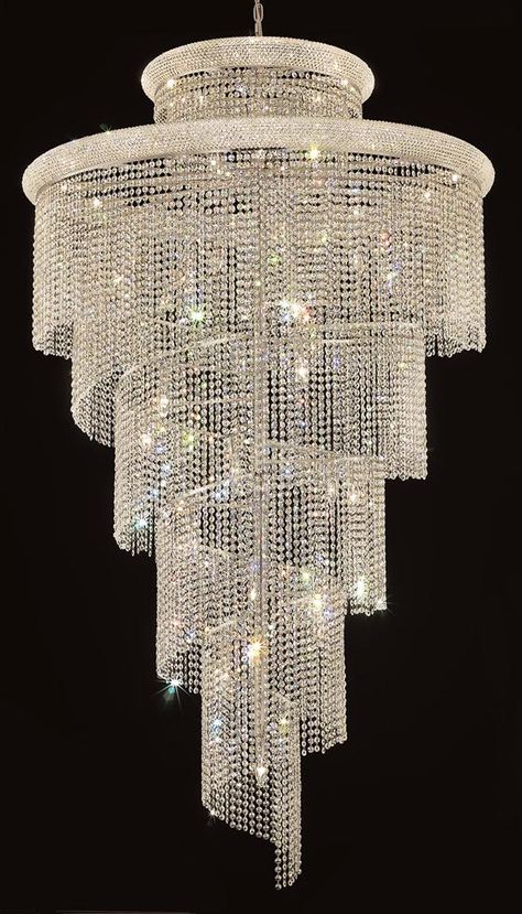 Chandelier Lights, Indoor Chandeliers Small Foyer Lighting, Beaded Light Fixture, Spiral Chandelier, Small Foyer, Foyer Lighting Fixtures, Foyer Chandelier, Foyer Lighting, Foyer Decorating, Chrome Chandeliers