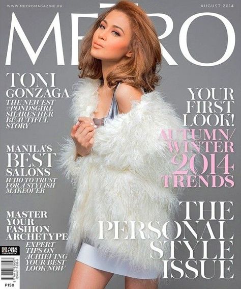 Toni Gonzaga - Metro Magazine Cover [Philippines] (August 2014) Toni Gonzaga, Metro Magazine, Magazines Cover, Beauty Corner, Style Expert, Magazine Covers, Magazine Cover, Philippines, High Fashion