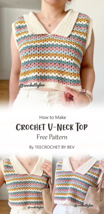 Easy Fruits Pouch Free Crochet Pattern Ideas - Carolinamontoni.com Crochet Shirt Pattern, Crochet Shirts, Crochet Tee, Colour Full, Crochet Wearables, Crochet Tops Free Patterns, Tutorial Ideas, Crochet Summer Tops, Crochet Buttons