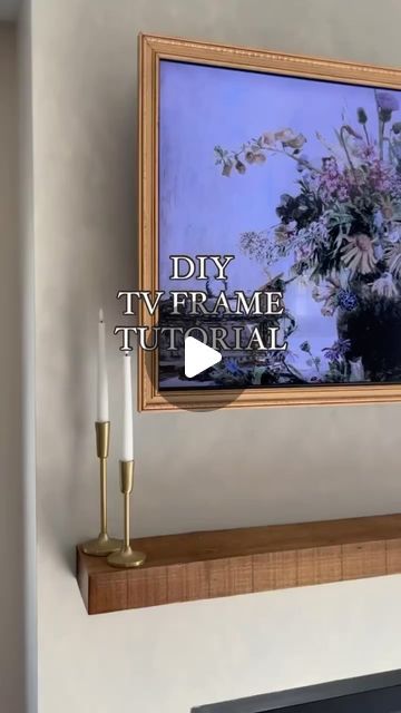 Emily | Pinehillhaven on Instagram: "Resharing my frame tv tutorial in case anyone missed it! 
Simple DIY that makes a HUGE impact! 

#diy #simplediy #frametv #tvframe #diyframe #diyframetv #tutorial #diytutorial #aesthetic" Diy Frame Around Tv, Fake Frame Tv, Tv Shadow Box Frame, Faux Frame Tv, Diy Large Wall Frame, How To Frame Tv, Samsung Frame Tv Diy, Frame Tv Hack, Gold Frame Around Tv