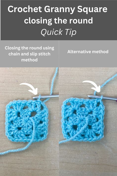 Short video tutorial showing an alternative method to closing a Granny Square round which has is more seamless and less bulky How To Finish Off A Granny Square, Seamless Granny Square, Granny Square Round, Crochet Granny Square Tutorial, Granny Square Tutorial, Crochet Tips, Crochet Granny Square, Crochet Videos Tutorials, Quick Crochet