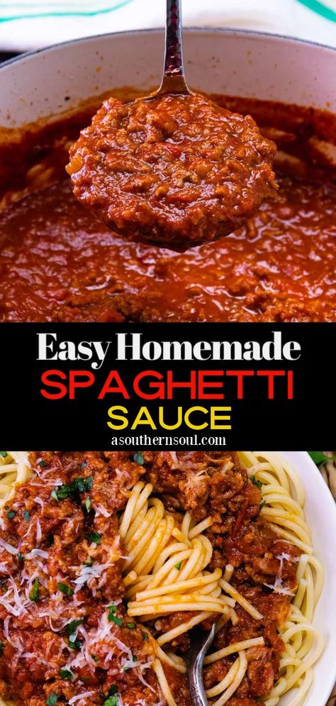 Homemade Easy Spaghetti Sauce, Recipe For Homemade Spaghetti Sauce, Easy Spaghetti Sauce With Tomato Sauce, What Can I Make With Spaghetti Noodles, Southern Spaghetti Recipes, Spaghetti Sauce Canning Recipe, Recipe For Spaghetti Sauce, Homemade Italian Spaghetti Sauce, February Meals