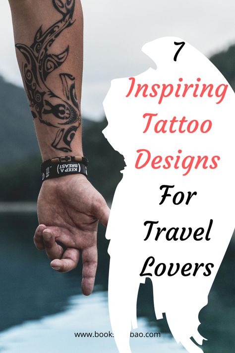 Love For Travel Tattoos, Travel Tattoo Designs Men, The Journey Is The Destination Tattoo, Travel Symbols Tattoo, Taiwan Tattoo Ideas, Wander Tattoo Adventure, Adventure Travel Tattoos, Traveler Tattoo Men, See The World Tattoo