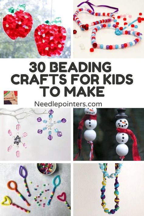 Ready for beading with kids? This collection has many jewelry crafts for kids, ideas for how to string beads, beaded ornaments, and many other bead arts and crafts. Kids Crafts With Beads, Bead Projects For Kids, Diy Crafts With Beads, Bead Ideas Crafts, Jewelry Crafts For Kids, Bead Crafts For Kids, Beads Craft Kids, Melted Pony Beads, Aac Activities