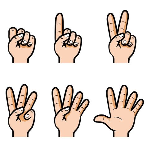 Fingers Illustration, Counting Hands, Fingers Drawing, Vietnamese Alphabet, Finger Counting, Finger Cartoon, Finger Drawing, Numeral 1, Hand Cartoon