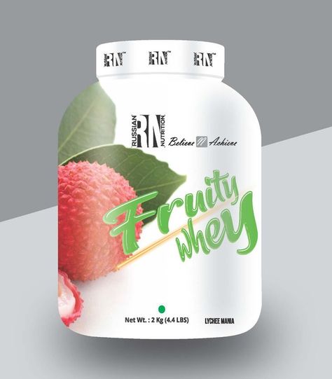 RUSSAIN NUTRITION FRUITY WHEY INGREDIENTS WHEY PROTEIN CONCENTRATE, WHEY PROTEIN ISOLATE, XANTHAN (GUM415), SUCRALOSE (INS 955) PERFORMANCE SERIES RICH IN HIGH QUALITY PROTEIN BUILD LEAN MUSCLE & STRENGTH ENHANCES RECOVERY & PERFORMANCE Whey Protein Concentrate, High Quality Protein, Whey Protein Isolate, Build Lean Muscle, Lean Muscle, Whey Protein, Shampoo Bottle, Nutrition