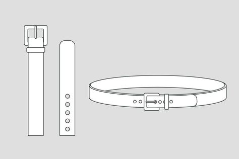 Apparel models template of belt. Simple technical drawings Isolated on white of clothes models. Fashion outline sketch for design. Set of objects. Belt Flat Sketch, Belt Technical Drawing, Belt Sketch, Belt Illustration, Fashion Outline, Belt Drawing, Off White Belt, Technical Drawings, Flat Sketches