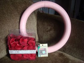 A Valentine quickie from Thrifty Decor Chick Fake Rose Petals Diy Crafts, Rose Petals Craft, Fake Rose Petals, Valentines Door Hanger, Valentines Wreath, Valentine's Day Wreath, Thrifty Decor Chick, Floral Wreaths, Thrifty Decor