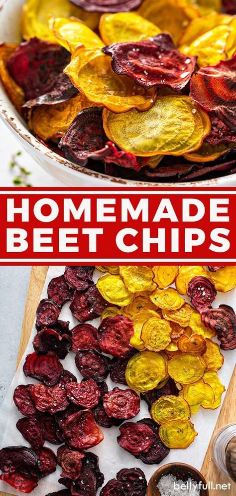 Homemade Baked Beet Chips are a delicious, healthy guilt-free snack. They're slightly sweet with a hint of sea salt, crunchy like a chip should be, and so easy to make. Plus, so pretty! Follow our… Fried Beets, Freezer Veggies, Beet Chips Recipe, Dehydrator Ideas, Dehydrated Recipes, How To Make Beets, Dream Homestead, Homesteading Life, Actifry Recipes