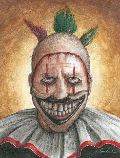 How To Draw Art The Clown, Ahs Twisty The Clown Tattoo, Ahs Painting, Ahs Clown, Creepy Clowns Drawings, Scary Movie Art, Twist The Clown Ahs, Twisty Clown, Art The Clown Drawing