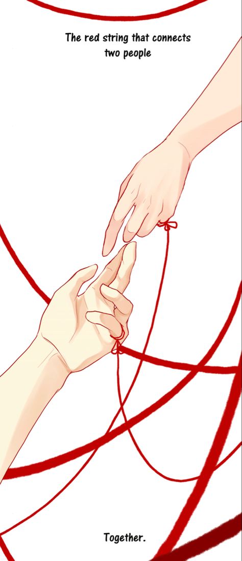 Red Thread Of Fate Aesthetic, The Red String Of Fate, Fate Tattoo, String Of Fate, Red String Of Fate, Wattpad Background, Couple Illustration, Red String, Pinky Promise