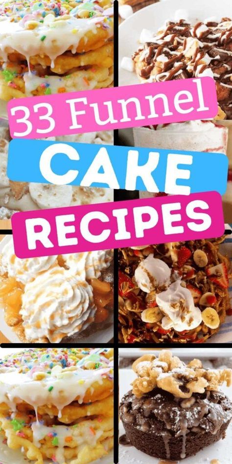 Looking for a yummy treat that's easy to make and sure to satisfy your sweet tooth? Look no further than these 33 easy funnel cake recipes. With their crispy edges and fluffy centers, these fried dough delights are a beloved carnival classic. Make your favorite fair food at home with these easy recipes. #dessertonadime #funnelcakerecipes Essen, Carnival Eats Recipes, Easy Funnel Cake, Food Truck Desserts, Funnel Cake Recipe Easy, Funnel Cake Fries, Funnel Cake Recipe, State Fair Food, Carnival Food