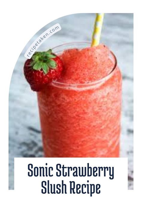 Craving a fruity, icy treat? Try this Sonic Strawberry Slush recipe! It's sweet, refreshing, and super easy to make. Blend fresh strawberries, ice, and a splash of strawberry syrup for a delightful slush that's perfect for hot days. Ready in no time and a favorite for everyone! 🍓❄️ #StrawberrySlush #SonicSlush #EasyRecipe #RefreshingTreat Sonic Strawberry Slush Recipe, Strawberry Slushies, Strawberry Slushie, Sonic Drinks, Limeade Recipe, Strawberry Slush, Slush Recipes, Fruit Slush, Burgers And Fries