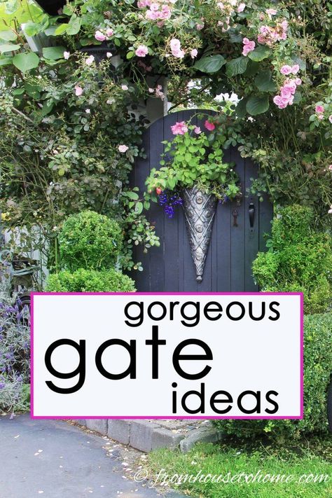 These DIY creative garden gate ideas are awesome! Whether you are looking for a metal, wooden, or wrought iron gate, you can find some inspiration for your backyard or front yard landscape. #fromhousetohome #gardengates #gardeningideas #gardeningtips #landscapeideas #gardening Garden Gate Ideas, Old Garden Tools, Wooden Garden Gate, Backyard Gates, Metal Garden Gates, Yard Gate, Garden Gate Design, Recycling Projects, Outdoor Gate