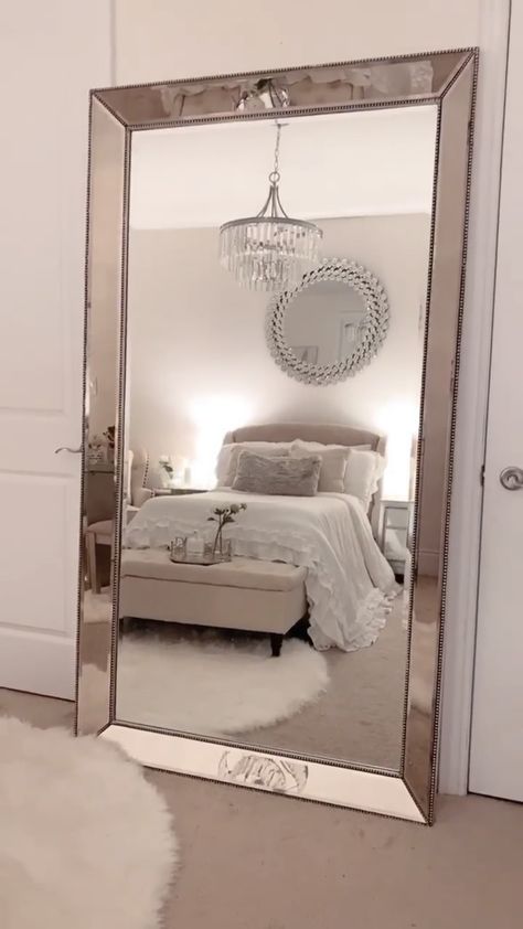 Massive Mirror Bedroom, Big Wall Mirror In Bedroom, Big Mirror In Bedroom, Big Wall Mirror, Brand Influencer, Mirror Bedroom Decor, Glam Bedroom Decor, Big Wall Mirrors, Colorful Room Decor