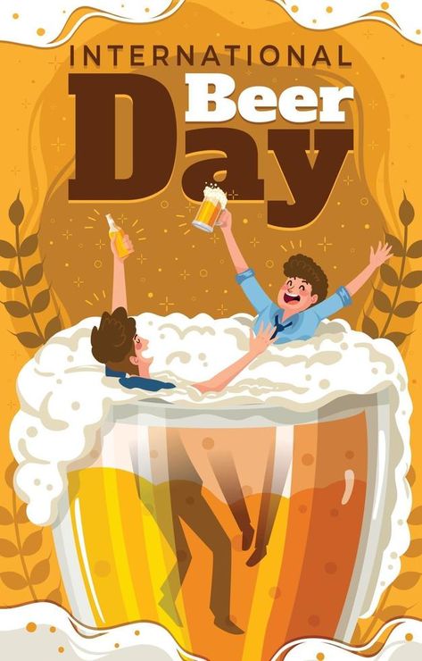 Logos, Leo Beer, Beer Creative, Craft Beer Party, Beer Poster Design, Illustration Composition, Beer Drawing, Beer Cartoon, International Beer Day