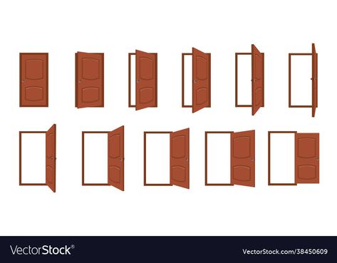 Open Door Vector Illustrations, Gacha Door Prop, Anime Door Background, Door Drawing Simple, Closed Living Room, Open Door Drawing, Wood Doorway, Door Animation, Open Book Drawing