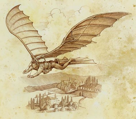 ORNITHOPER Da Vinci Inventions, Arte Robot, Illustration Agency, Steampunk Art, Ink Illustrations, A Dragon, London Uk, A Book, A Man